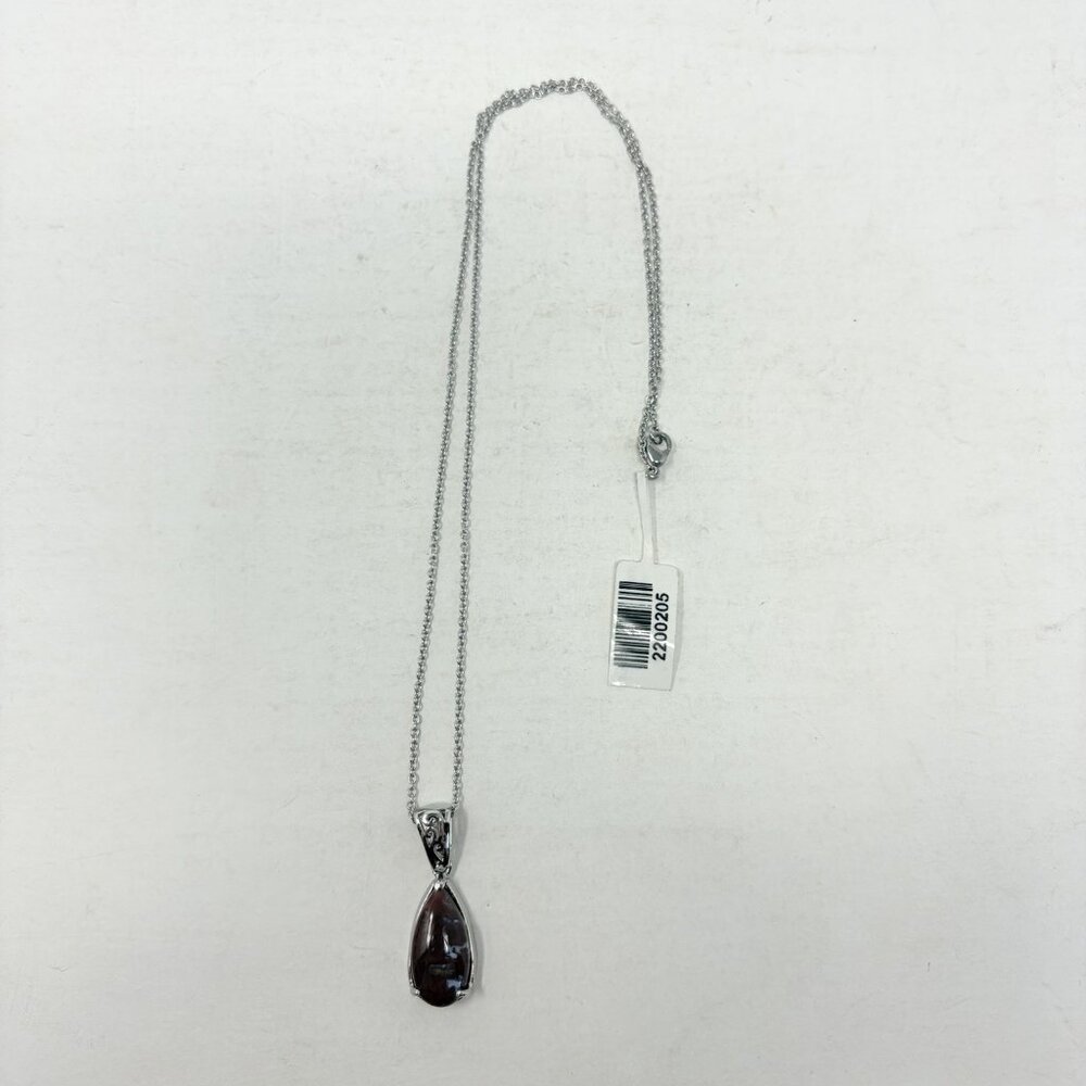 Shop‎ LC Red Lightning Jasper Oval Pendant with Chain in Stainless Steel 5404